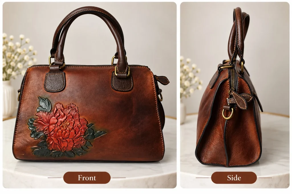 Brown Floral Side handbag