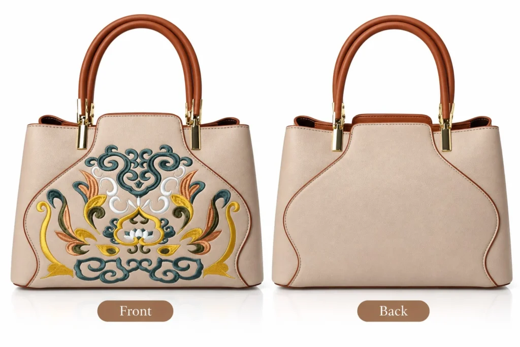 Cream Embroidered handbag