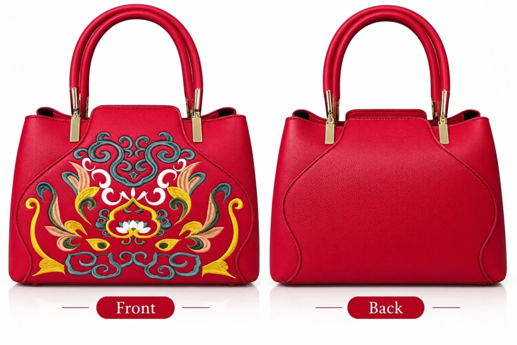 Red Embroidered handbag